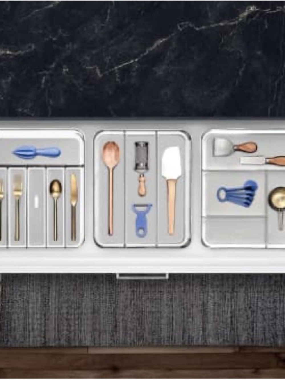 Madesmart Kitchen Drawer Organization Set 3 Trays NEW
